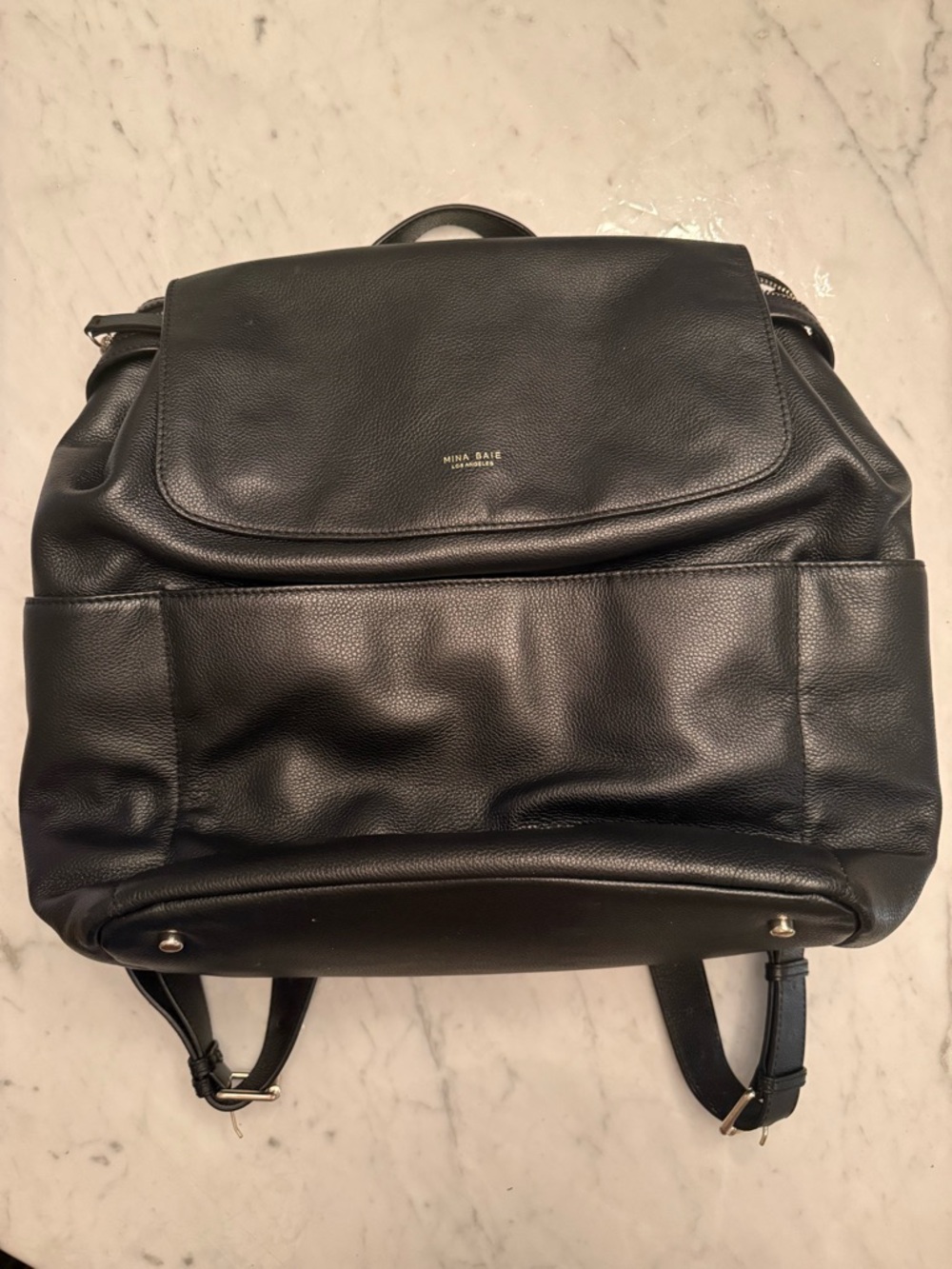 Mina Baie Leather Kinney Backpack/ Diaper Bag